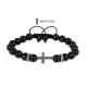Black Onyx and Silver Cross Bracelet