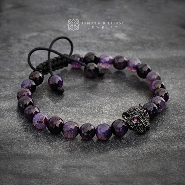 Purple Jade Jaguar Bracelet 