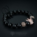 Onyx & Rose Gold Crown Bracelet