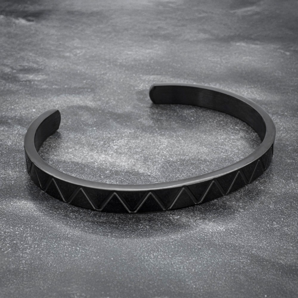 Men's Black Cuff in Steel