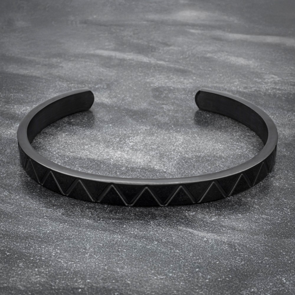 Men's Black Cuff in Steel