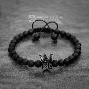 Matte Black Crown Bracelet