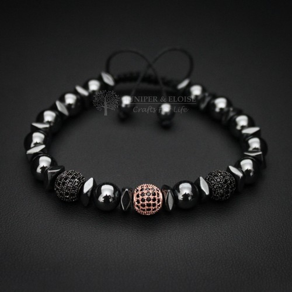 Hematite & Rose Gold Zircon Bracelet
