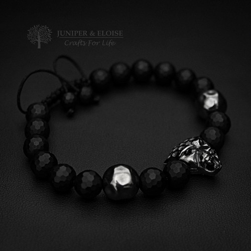 Panther Bracelet With Hammered Beads
