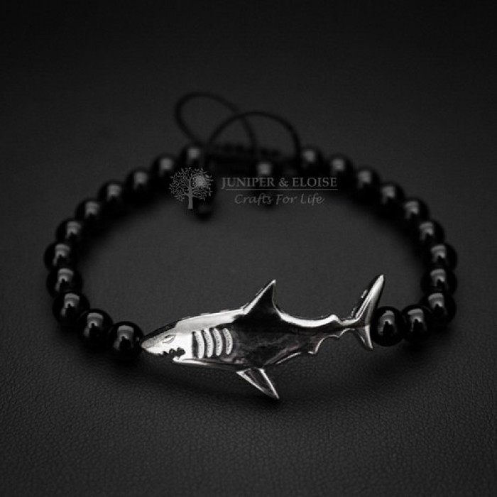 Black Beaded Shark Bracelet