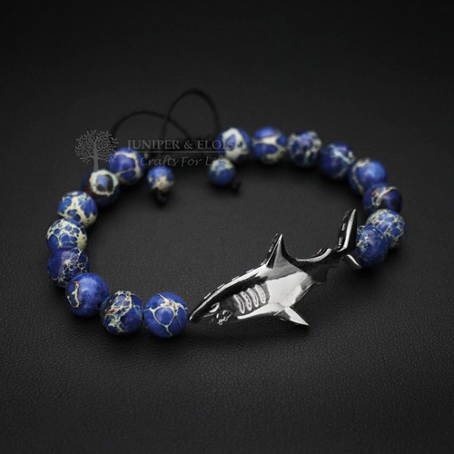 Blue Beaded Shark Bracelet