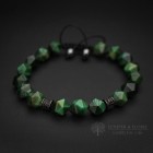 Green Tigers Eye And Black Zircon Beaded Bracelet