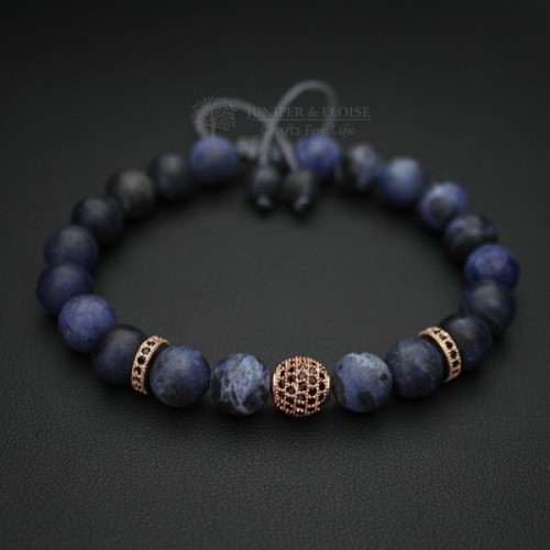 Blue Sodalite Bracelet with Rose Gold Spacers