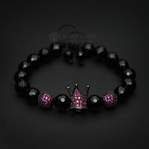 Fuchsia Crown Bracelet with Faceted Onyx 
