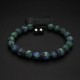 Matte Blue Green Jade Bracelet with Black Zircon Spacers
