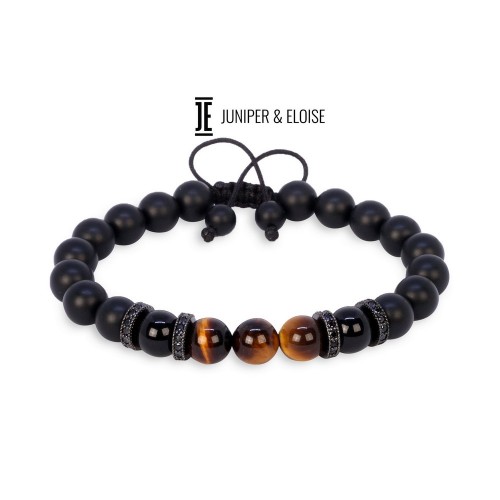 Yellow Tigers Eye Bracelet with Black Spacers