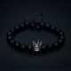 Matte Onyx Beaded Black Zircon Crown Bracelet