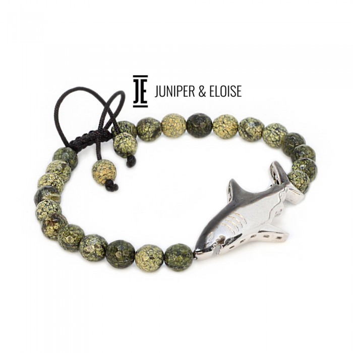 Green Peridot Beaded Shark Bracelet