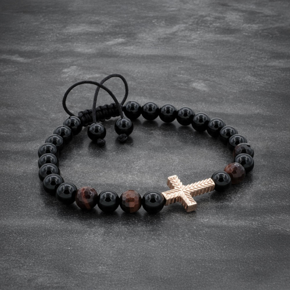 Rose Gold Cross Bracelet For Men