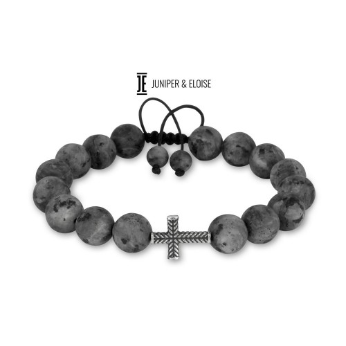 Silver Cross Labradorite Bracelet For Men