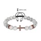 White Howlite Beaded Cross Bracelet For Men
