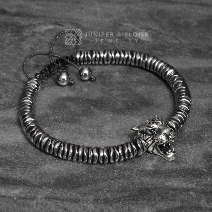Mens Tiger Bracelet With Hematite Beads