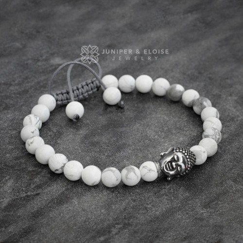  White Beaded Buddha Bracelet