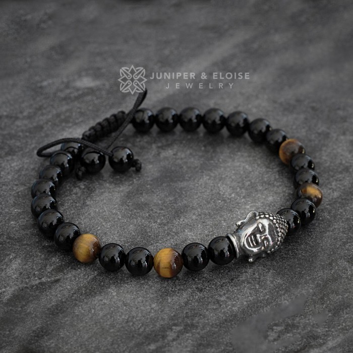 Black Beaded Buddha Bracelet
