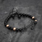 Onyx Beaded Black Anchor Bracelet