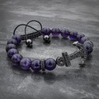 Amethyst Beaded Black Anchor Bracelet