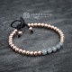 Rose Gold Beaded Bracelet with Aquamarine Spacer Beads