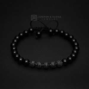 Onyx Beaded Bracelet with Black Spacer Beads