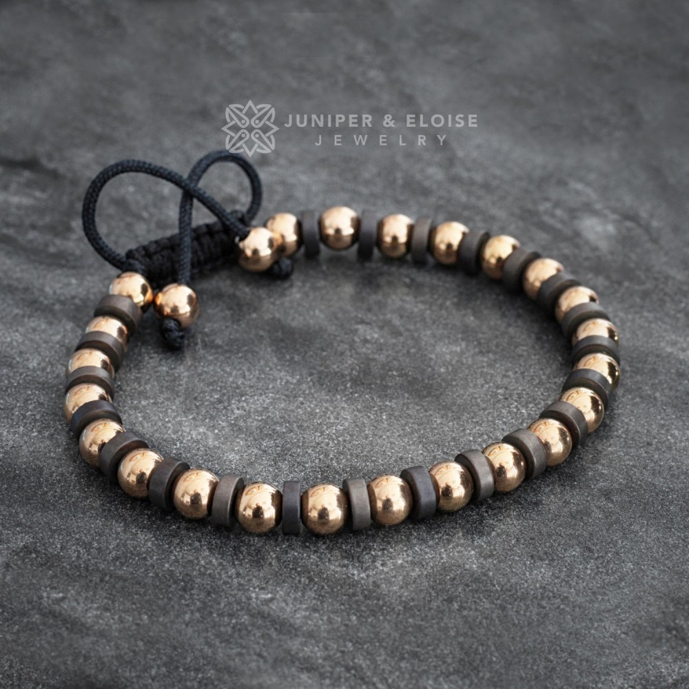 Rose Gold and Bronze Hematite Bracelet For Men