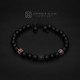 Mens Matte Onyx Bracelet with Black Zircon Spacer Beads