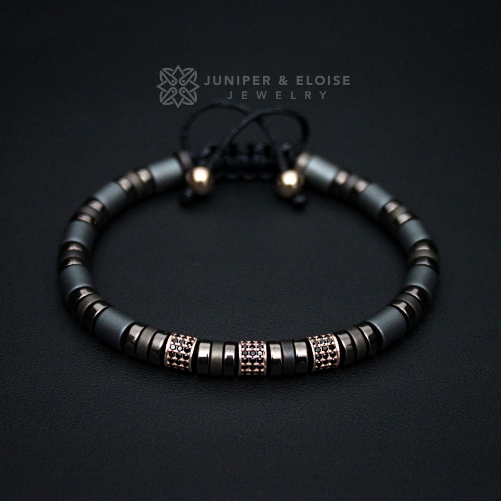 Gray and Bronze Hematite Bracelet For Men