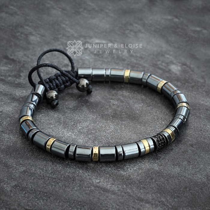 Gold and Gray Hematite Bracelet For Men