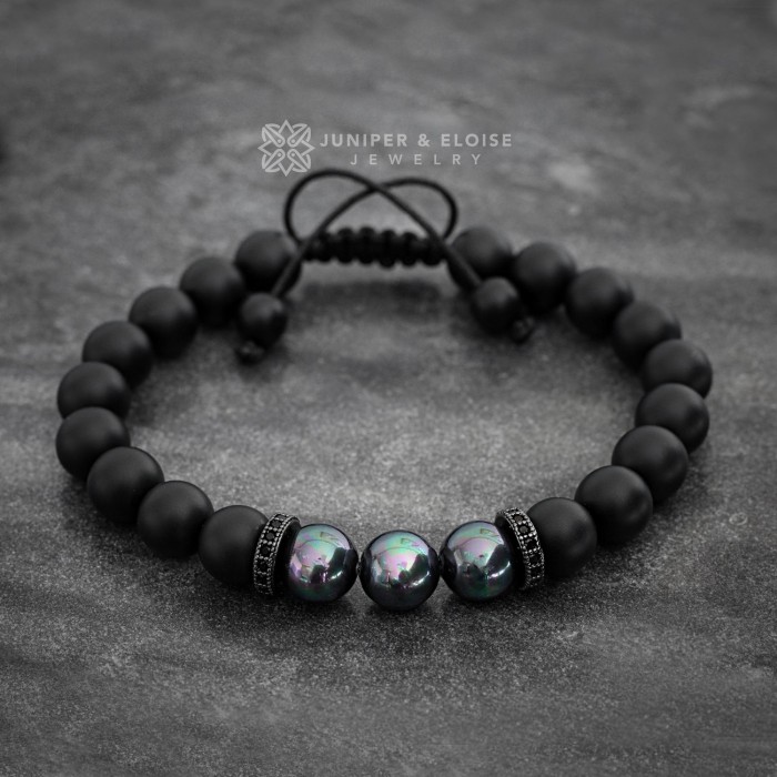 Black Pearl and Onyx Beaded Bracelet