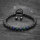 Azurite and Cube Hematite Beaded Bracelet For Men