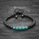 Turquoise and Cube Hematite Beaded Bracelet For Men
