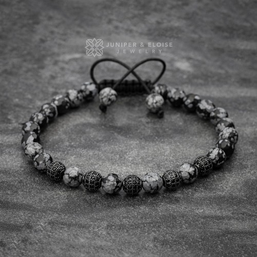 Men's Obsidian Bracelet with Black Sfera Beads