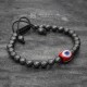 Red Evil Eye Bracelet With Matte Hematite Beads