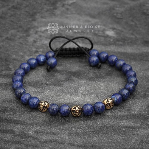 Lapis Lazuli Beaded Fleur De Lis Bracelet