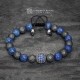 Hematite Beaded Bracelet with Sapphire Blue Spacer