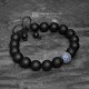 Onyx Beaded Bracelet with Sapphire Blue Silver Spacers