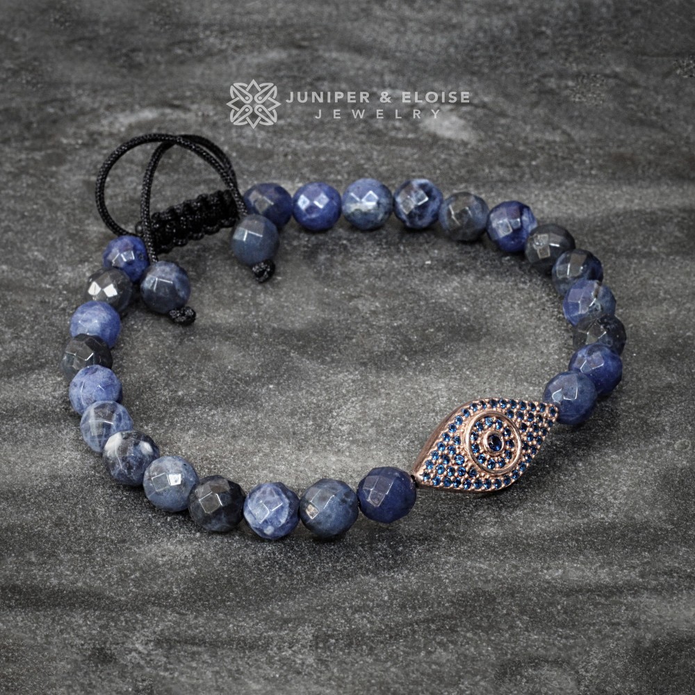 Rose Gold and Sodalite Beaded Eye Bracelet