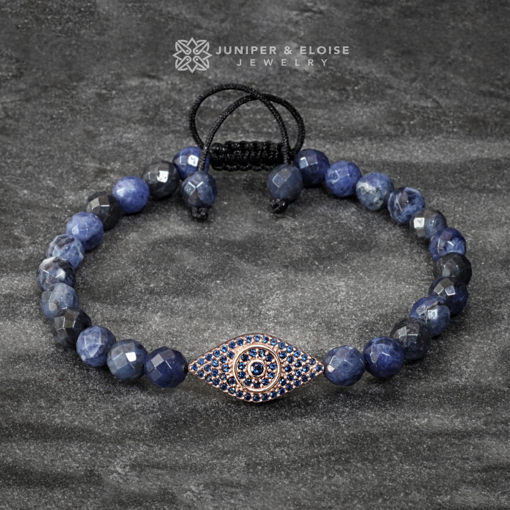 Rose Gold and Sodalite Beaded Eye Bracelet