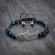 Blue Tiger Eye Beaded 925 Silver Shark Bracelet For Men