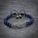 Lapis Lazuli Beaded 925 Silver Shark Bracelet For Men