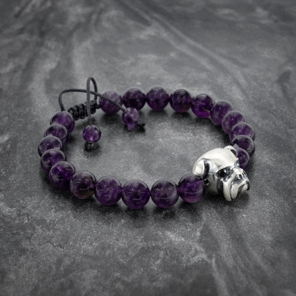 Amethyst Beaded Bulldog Bracelet
