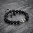 Matte Black Beaded 925 Silver Evil Eye Bracelet