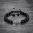 Matte Black Beaded 925 Silver Evil Eye Bracelet