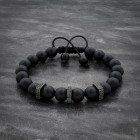 Matte Onyx bead Bracelet with Emerald Green Zircon Spacers For Men