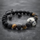 Onyx and Tiger Eye Beaded Bulldog Bracelet