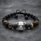 Onyx and Tiger Eye Beaded Bulldog Bracelet