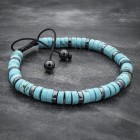 Turquoise and Hematite Heishi Beaded Bracelet